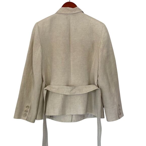 Kasper Linen Blend Tan/Neutral Belted/Tie Blazer / Jacket / Utility Pockets, 12 - Picture 3 of 16